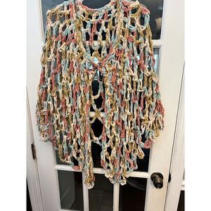 Pastel Chenille Handmade Cape Poncho  Top One Size Beachy Boho.           P